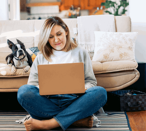 Woman on studying on laptop